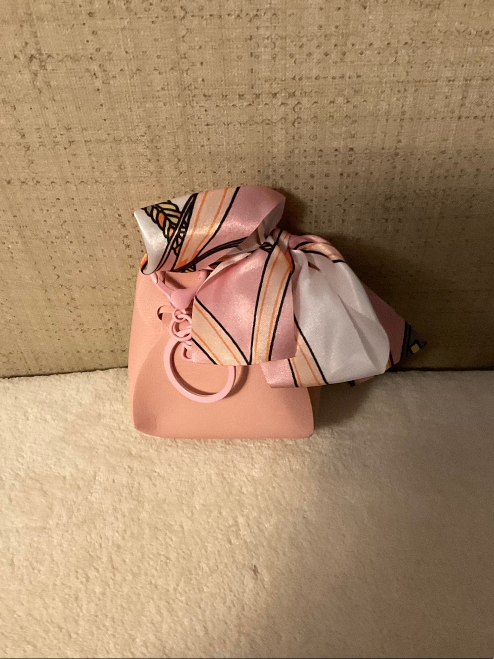 Blush Pink Mini Bag with Scarf Accent